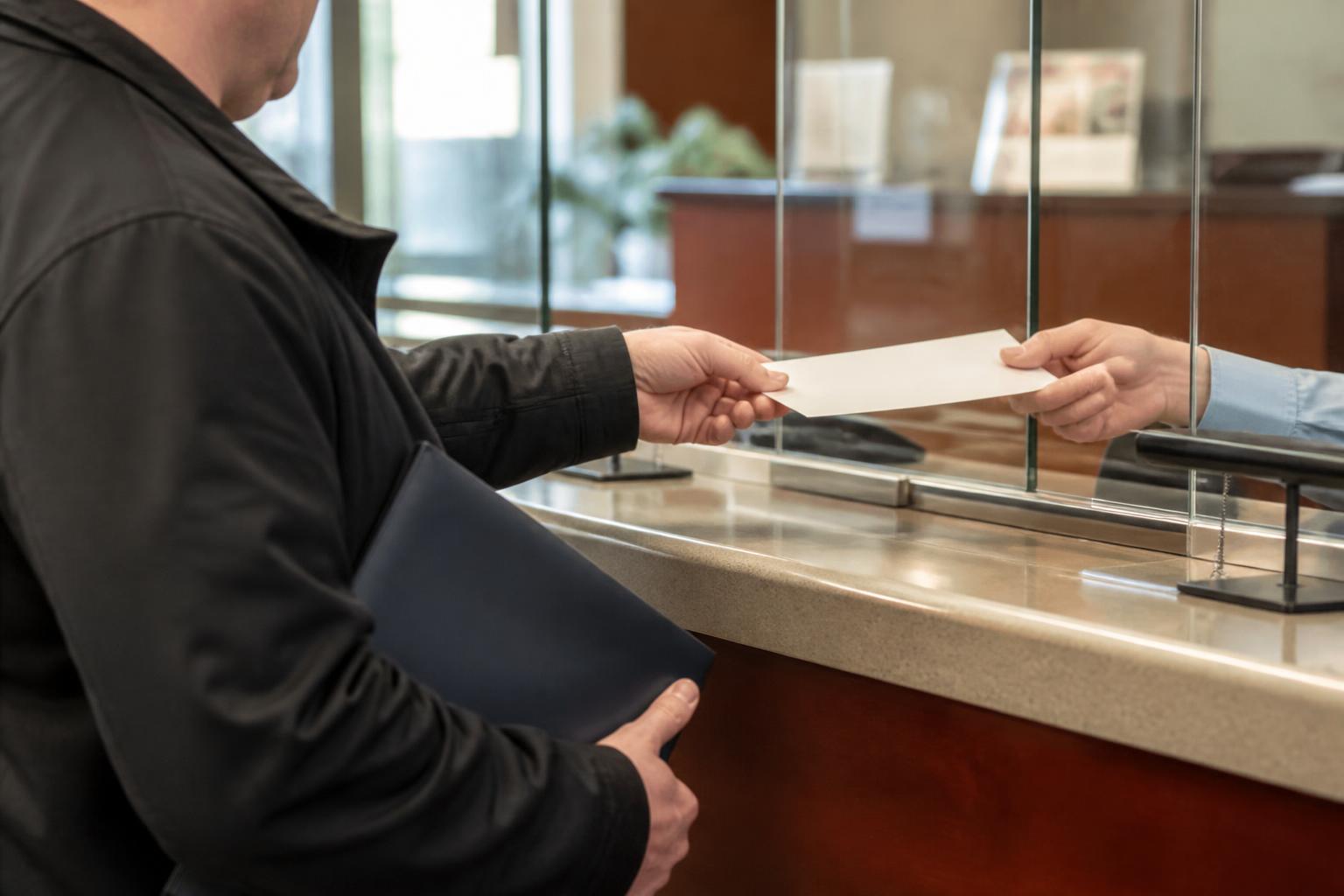 A saver making an IRA contribution at a credit union teller window.