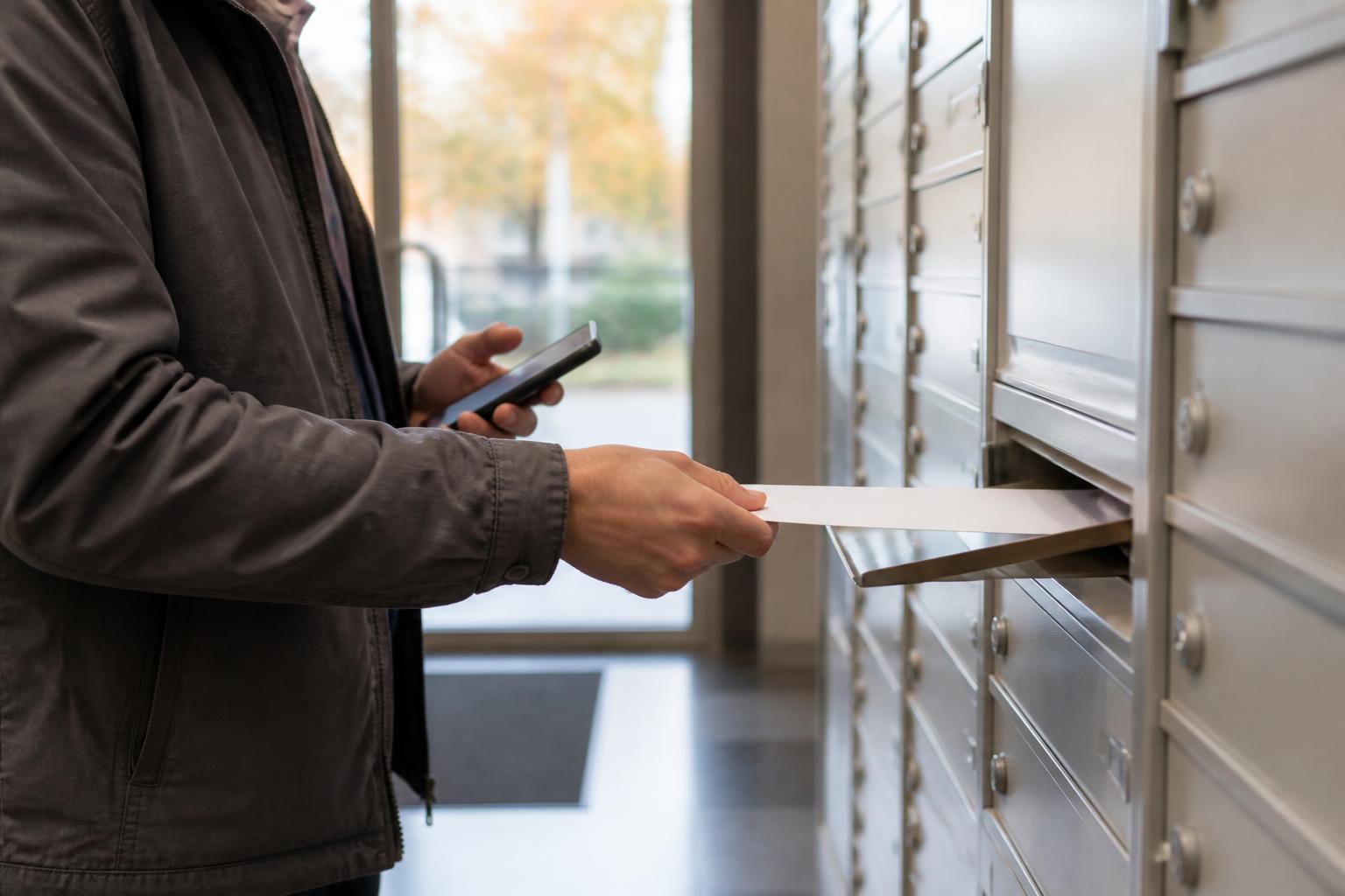 A borrower mailing a debt payment envelope after a rate cut.